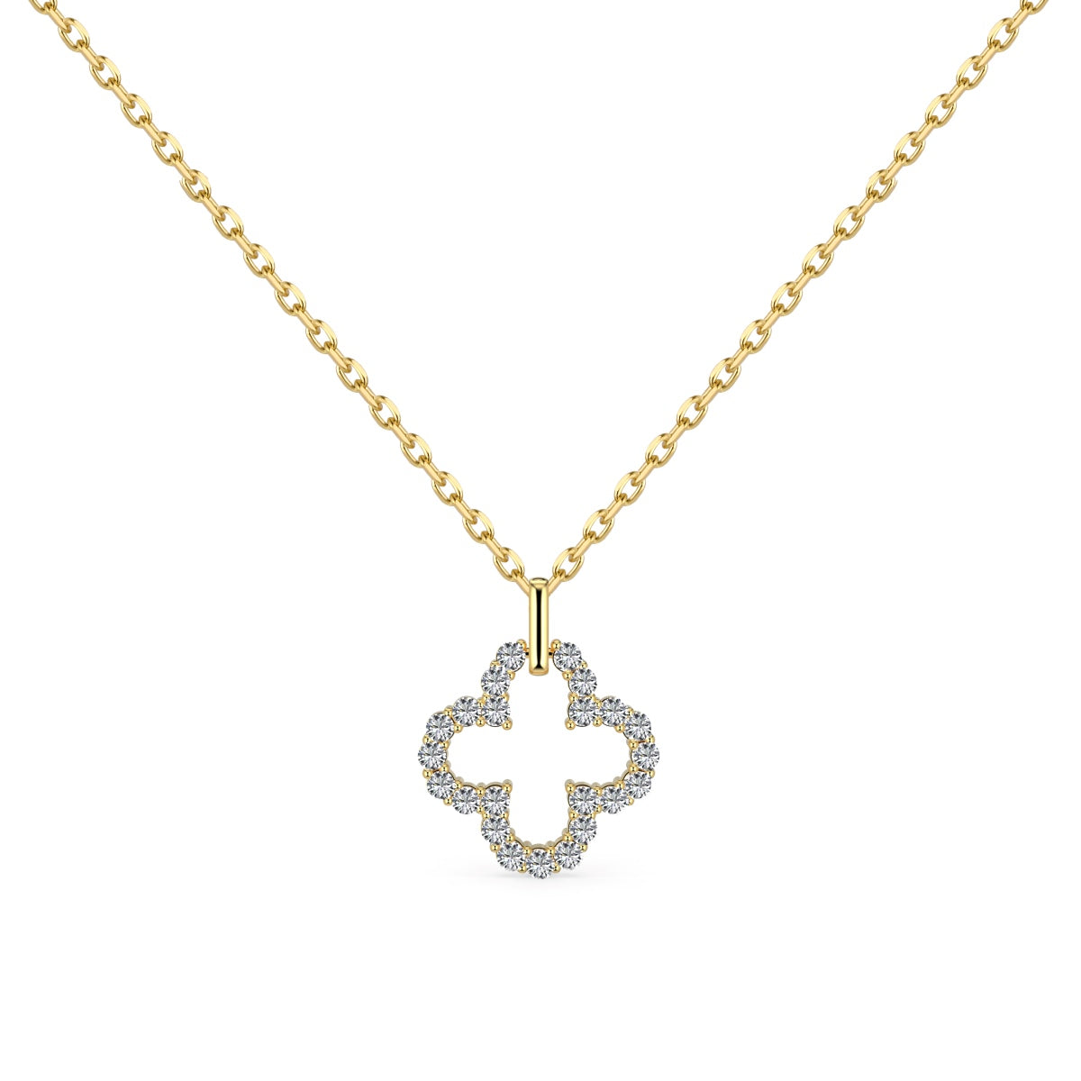 [ElanLuxe Jewelry]Four-Leaf Clover Hollow Design Exquisite Necklace