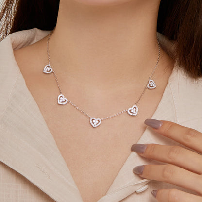 [ElanLuxe Jewelry]Sparkling Five Heart Necklace