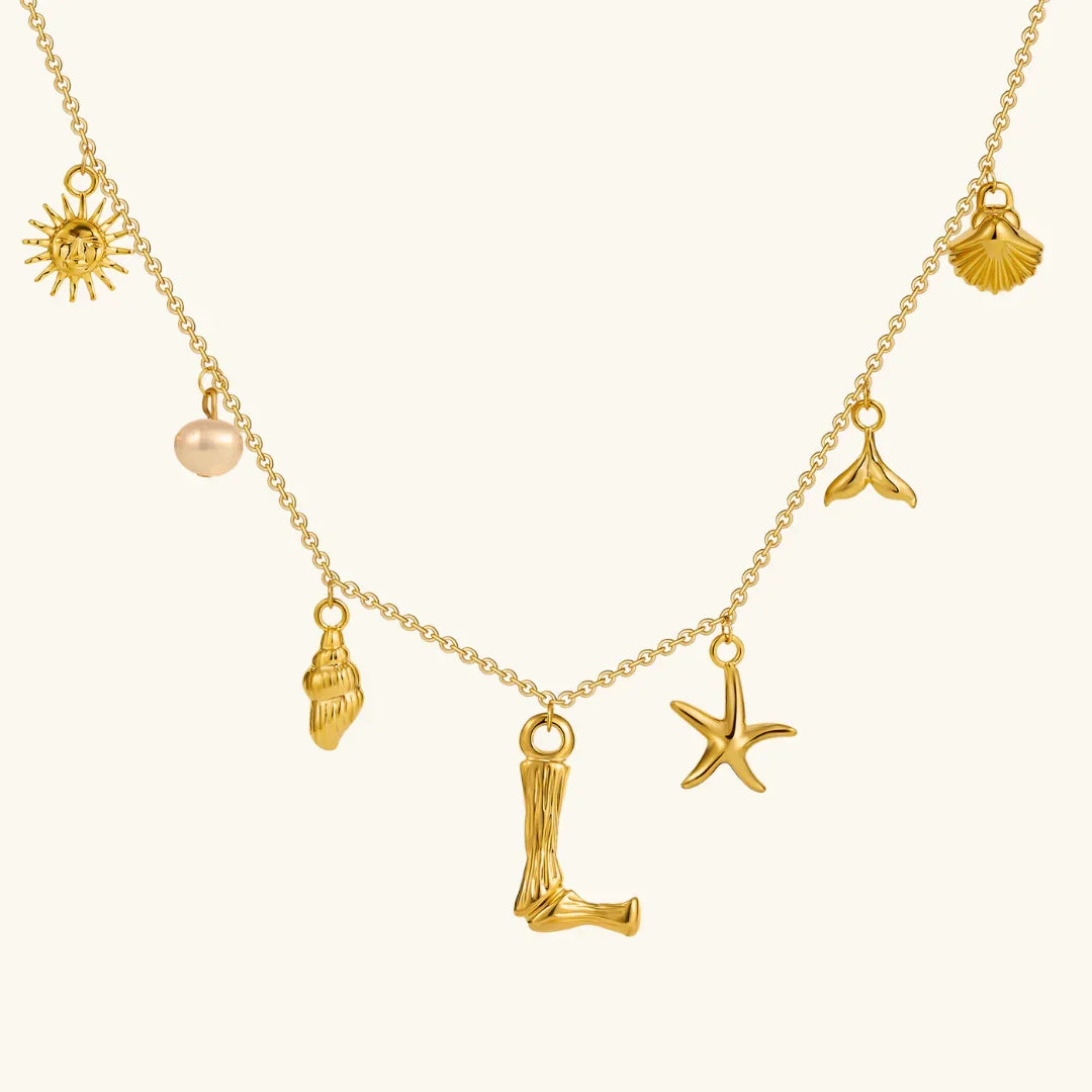 [ElanLuxe]Avaria Ocean Initial Necklace