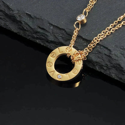 [ElanLuxe Jewelry]LOVE NECKLACE 16MM 2 DIAMONDS