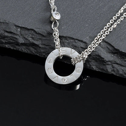 [ElanLuxe Jewelry]LOVE NECKLACE 16MM 2 DIAMONDS