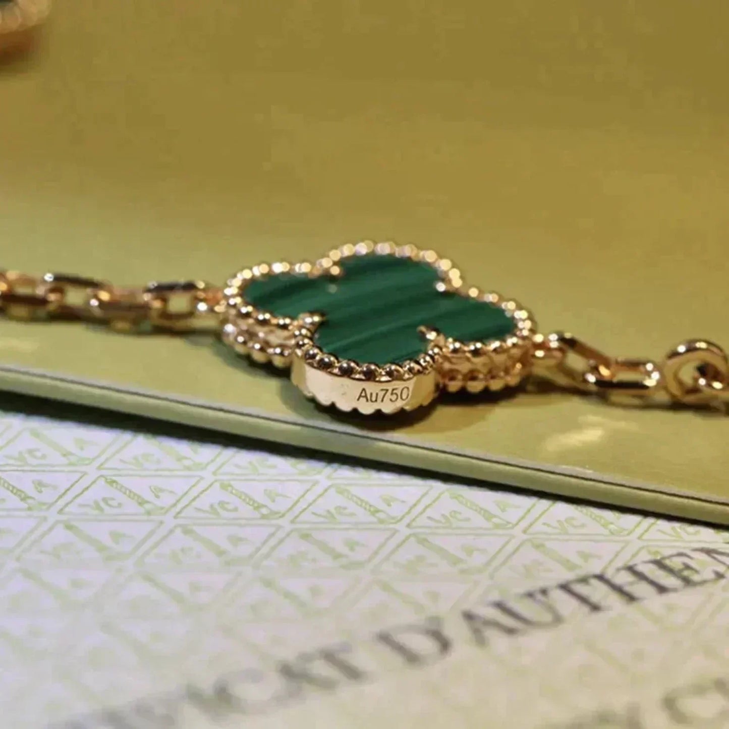 [ElanLuxe Jewelry]CLOVER 5 MOTIFS MALACHITE BRACELET