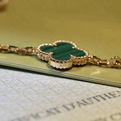[ElanLuxe Jewelry]CLOVER 5 MOTIFS MALACHITE BRACELET