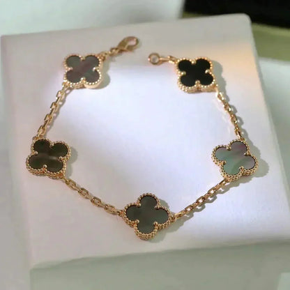 [ElanLuxe Jewelry]CLOVER 5 MOTIF GRAY MOP  BRACELET