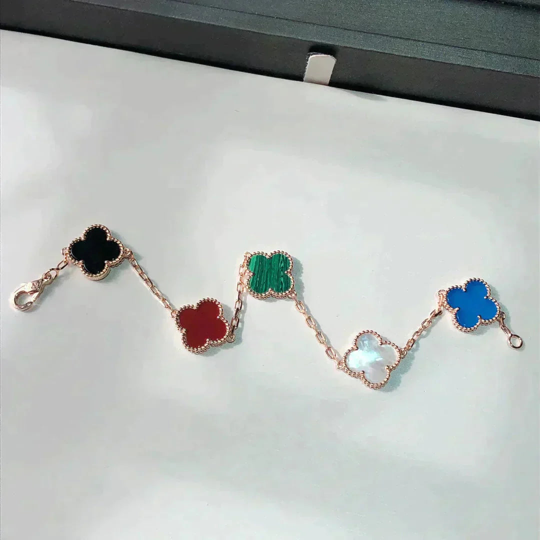 [ElanLuxe Jewelry]CLOVER 5 MOTIFS MULTICOLOR  BRACELET