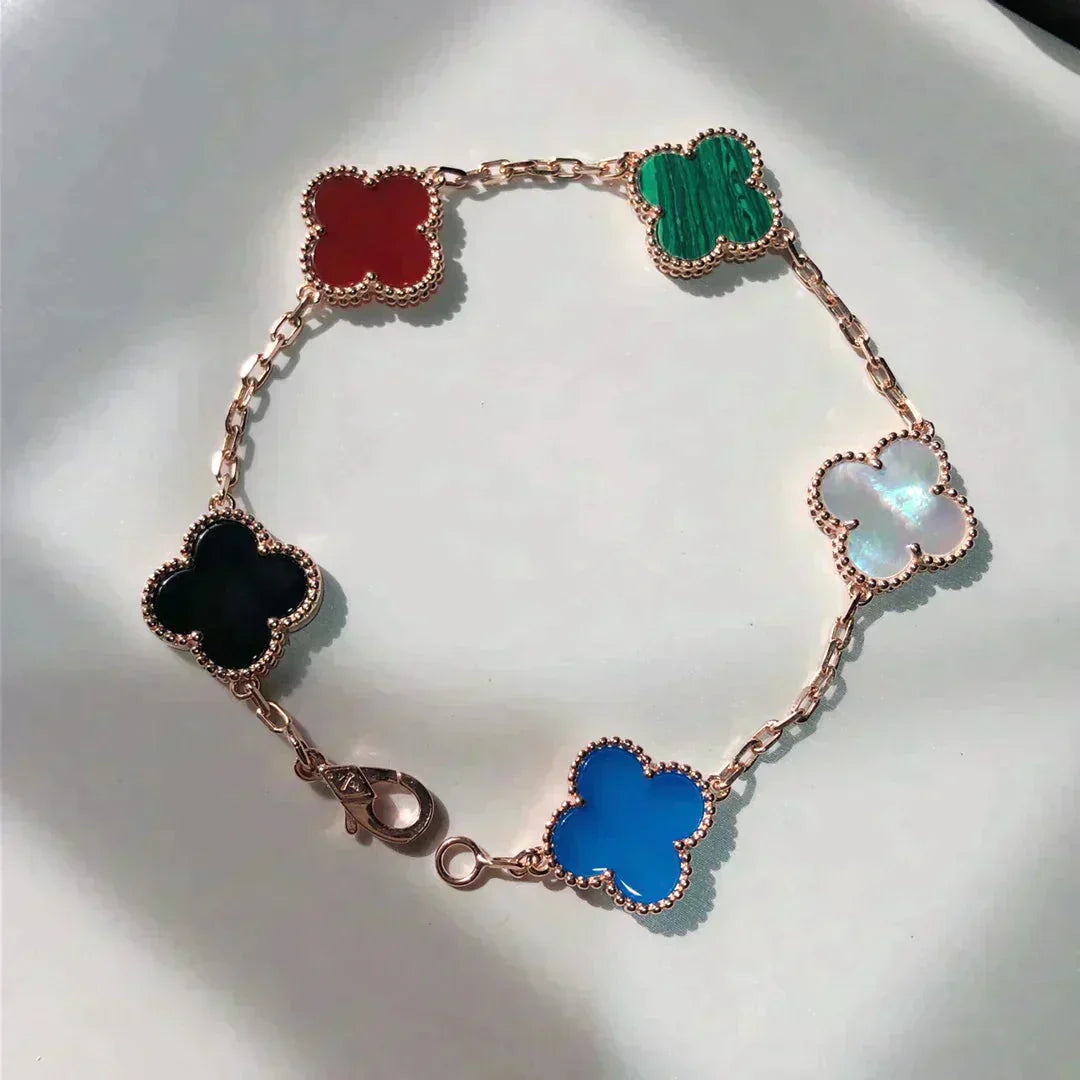 [ElanLuxe Jewelry]CLOVER 5 MOTIFS MULTICOLOR  BRACELET