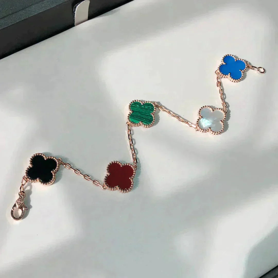[ElanLuxe Jewelry]CLOVER 5 MOTIFS MULTICOLOR  BRACELET