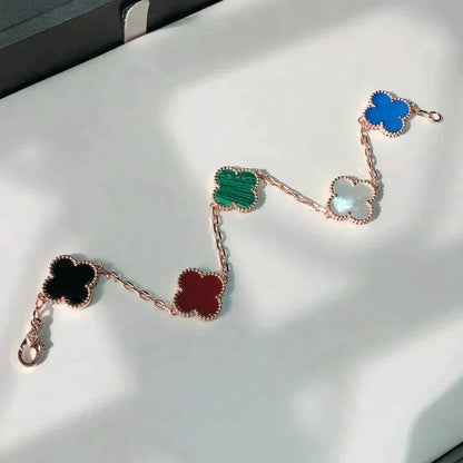 [ElanLuxe Jewelry]CLOVER 5 MOTIFS MULTICOLOR  BRACELET