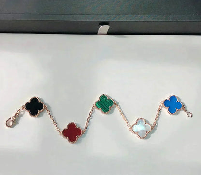 [ElanLuxe Jewelry]CLOVER 5 MOTIFS MULTICOLOR  BRACELET