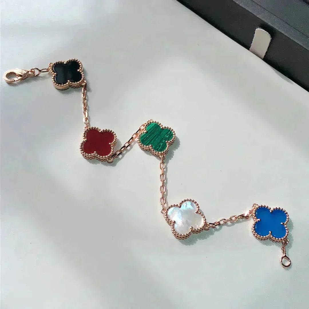 [ElanLuxe Jewelry]CLOVER 5 MOTIFS MULTICOLOR  BRACELET