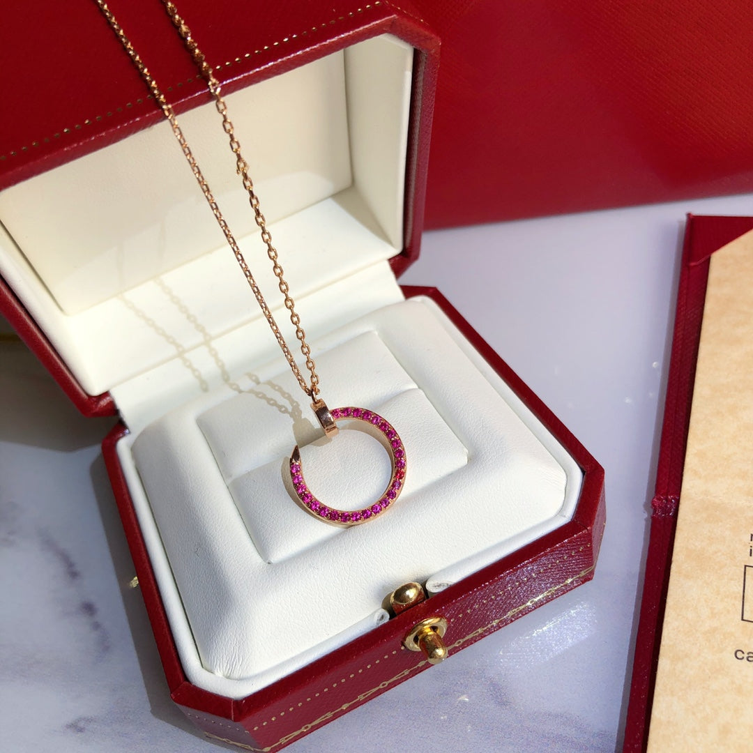 [ElanLuxe Jewelry]JUSTE NECKLACE RED FULL DIAMONDS