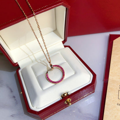 [ElanLuxe Jewelry]JUSTE NECKLACE RED FULL DIAMONDS