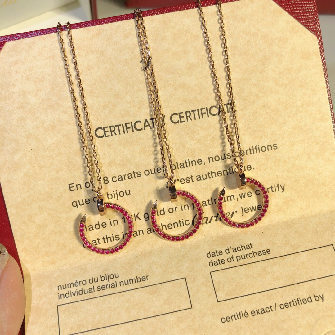 [ElanLuxe Jewelry]JUSTE NECKLACE RED FULL DIAMONDS
