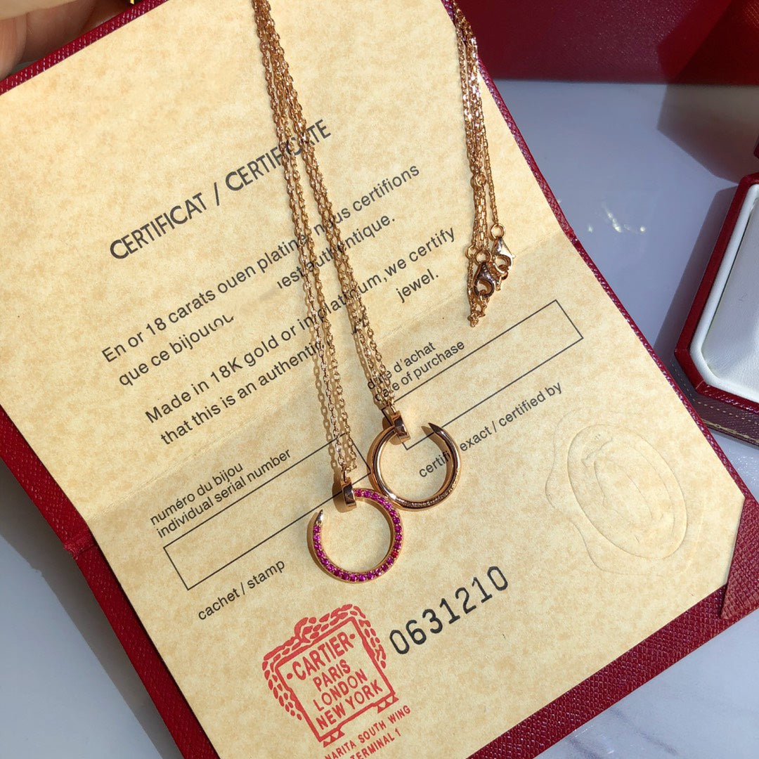 [ElanLuxe Jewelry]JUSTE NECKLACE RED FULL DIAMONDS