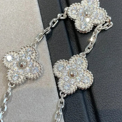[ElanLuxe Jewelry]CLOVER 5 MOTIFS  DIAMOND BRACELET SILVER