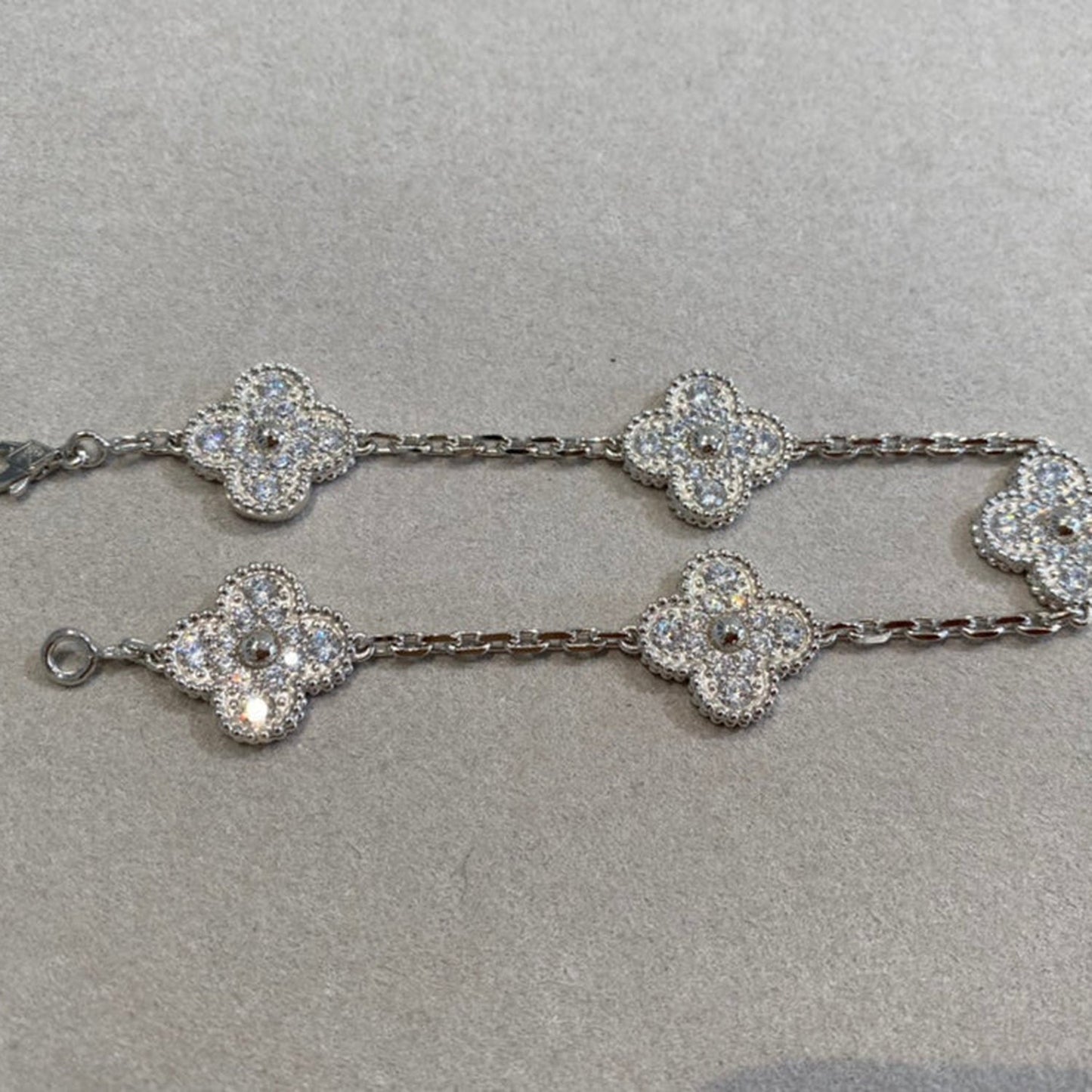 [ElanLuxe Jewelry]CLOVER 5 MOTIFS  DIAMOND BRACELET SILVER