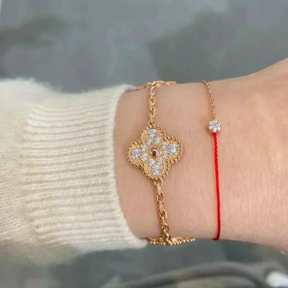 [ElanLuxe Jewelry]CLOVER 5 MOTIFS  FULL DIAMOND BRACELET