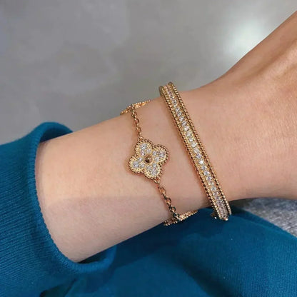 [ElanLuxe Jewelry]CLOVER 5 MOTIFS  FULL DIAMOND BRACELET