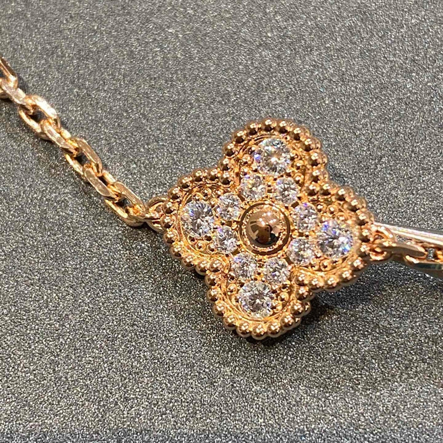 [ElanLuxe Jewelry]CLOVER 5 MOTIFS  FULL DIAMOND BRACELET