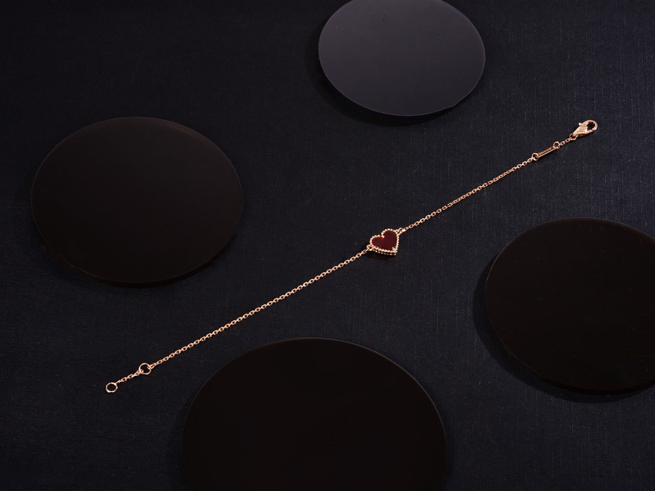 [ElanLuxe Jewelry]HEART CARNELIAN PINK GOLD BRACELET