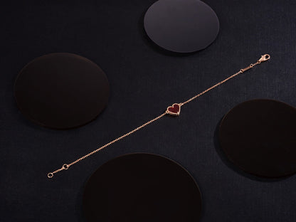 [ElanLuxe Jewelry]HEART CARNELIAN PINK GOLD BRACELET