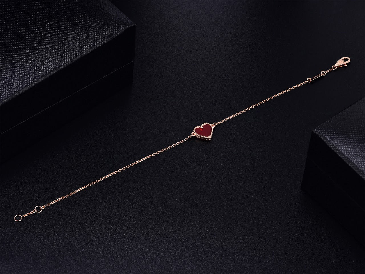 [ElanLuxe Jewelry]HEART CARNELIAN PINK GOLD BRACELET