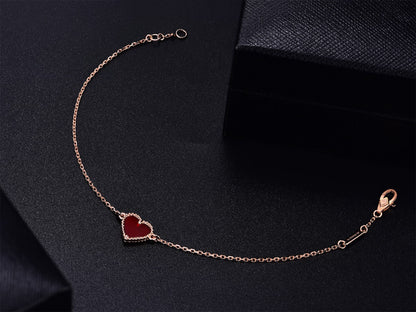 [ElanLuxe Jewelry]HEART CARNELIAN PINK GOLD BRACELET