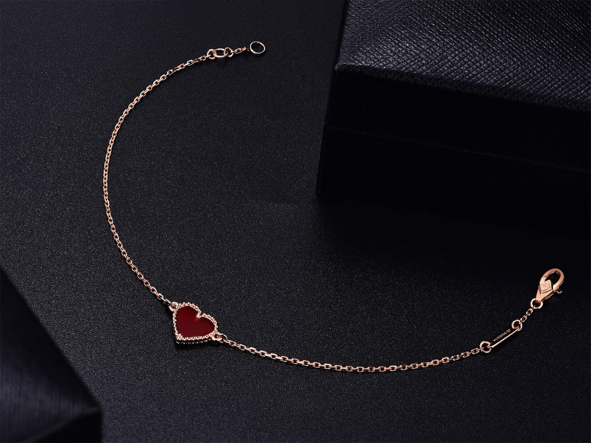 [ElanLuxe Jewelry]HEART CARNELIAN PINK GOLD BRACELET