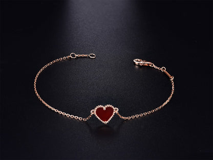 [ElanLuxe Jewelry]HEART CARNELIAN PINK GOLD BRACELET