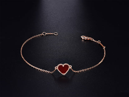 [ElanLuxe Jewelry]HEART CARNELIAN PINK GOLD BRACELET