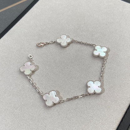 [ElanLuxe Jewelry]CLOVER SILVER MOP 5 MOTIF BRACELET