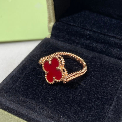 [ElanLuxe Jewelry]CLOVER RIVERSIBLE PINK GOLD RING