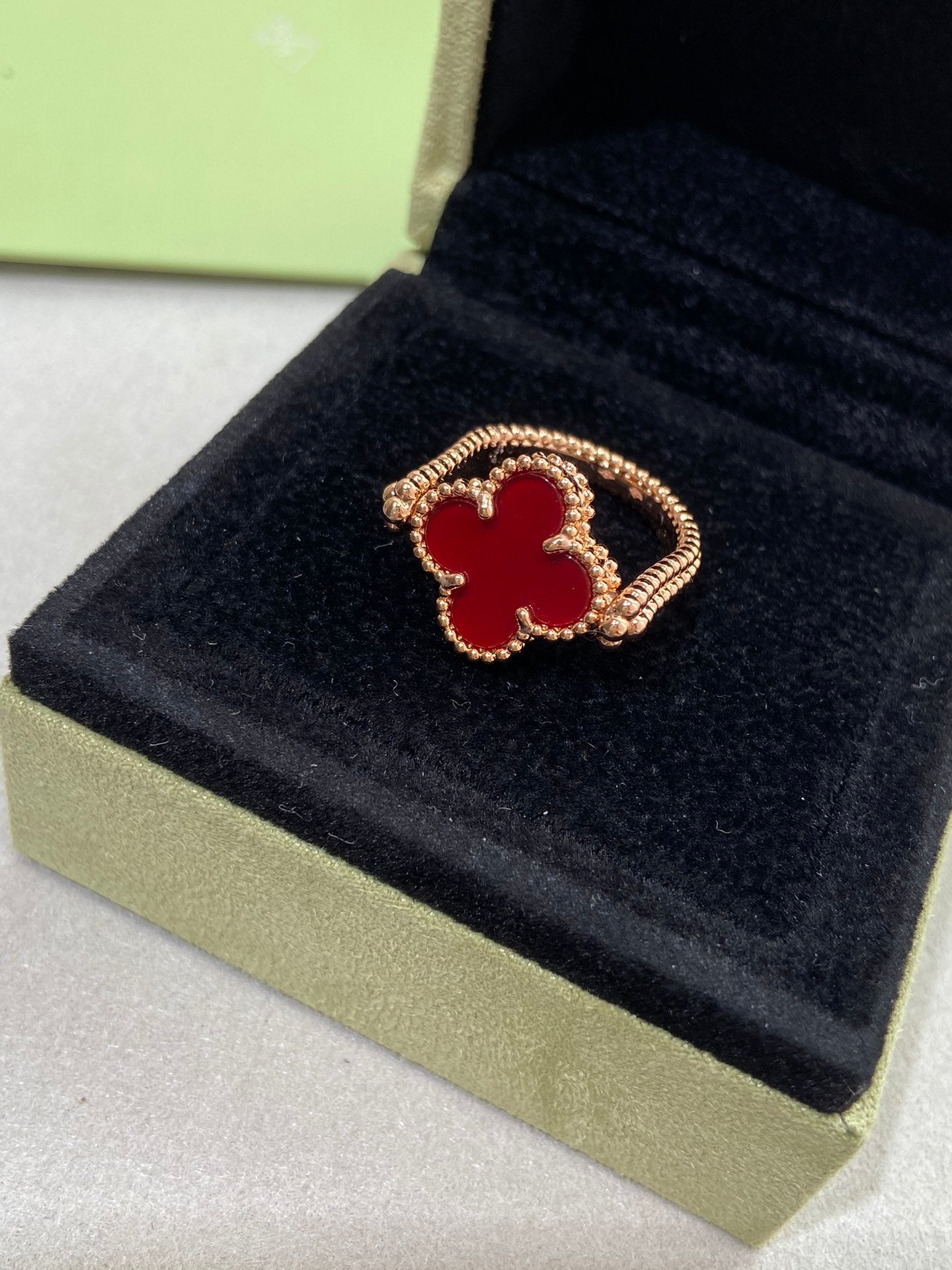 [ElanLuxe Jewelry]CLOVER RIVERSIBLE PINK GOLD RING