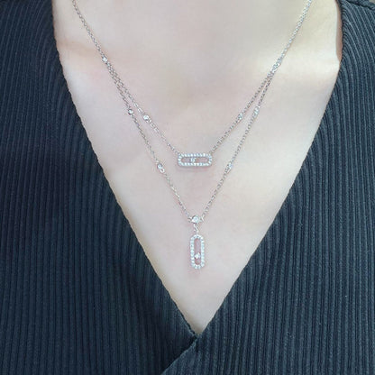 [ElanLuxe Jewelry]MOVE 2 ROW DIAMOND NECKLACE