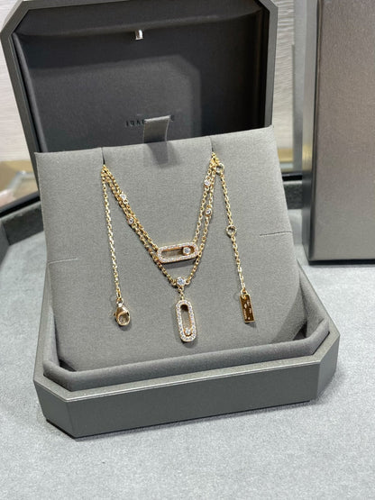 [ElanLuxe Jewelry]MOVE 2 ROW DIAMOND NECKLACE