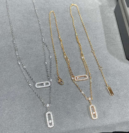 [ElanLuxe Jewelry]MOVE 2 ROW DIAMOND NECKLACE
