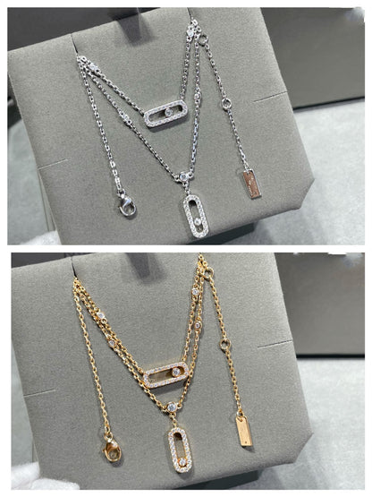[ElanLuxe Jewelry]MOVE 2 ROW DIAMOND NECKLACE