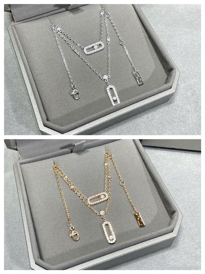 [ElanLuxe Jewelry]MOVE 2 ROW DIAMOND NECKLACE