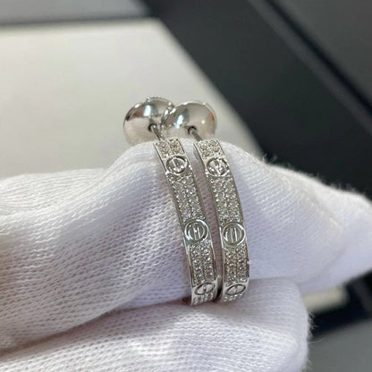 [ElanLuxe Jewelry]LOVE EARRINGS 3.6MM DIAMOND PAVED