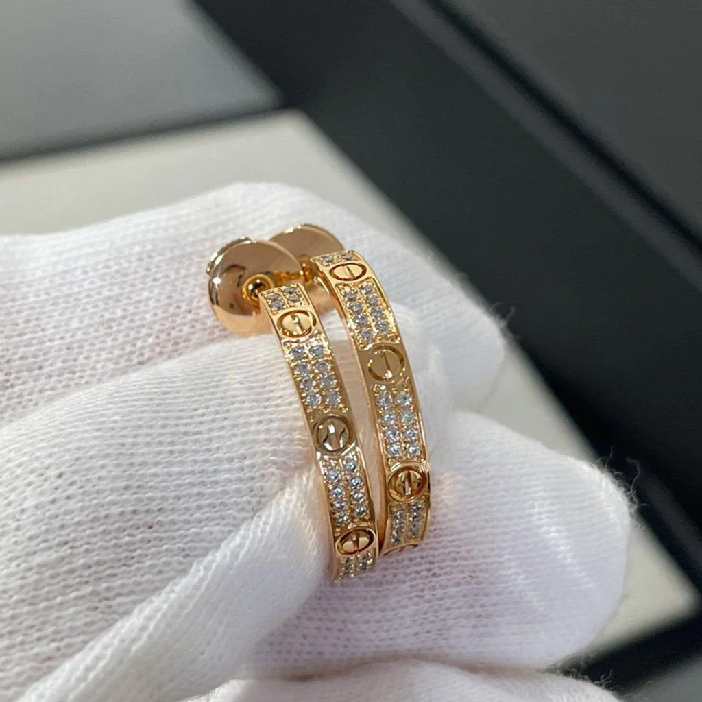 [ElanLuxe Jewelry]LOVE EARRINGS 3.6MM DIAMOND PAVED