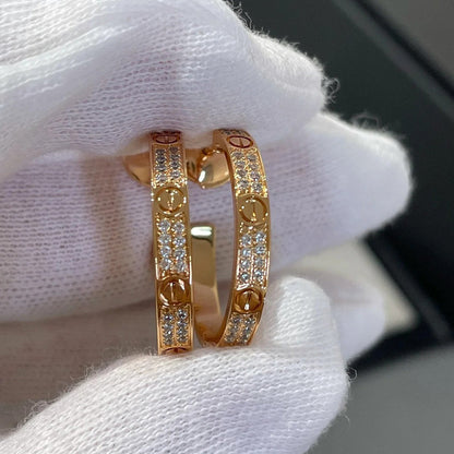 [ElanLuxe Jewelry]LOVE EARRINGS 3.6MM DIAMOND PAVED