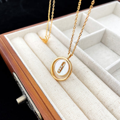 [ElanLuxe Jewelry]LUCKY MOVE MOP PINK GOLD NECKLACE