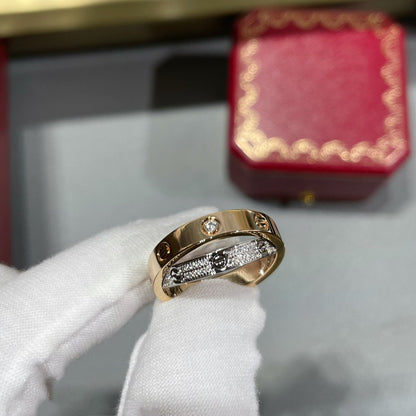 [ElanLuxe Jewelry]LOVE PINK GOLD SILVER DIAMOND DOUBLE RING