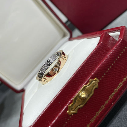 [ElanLuxe Jewelry]LOVE PINK GOLD SILVER DIAMOND DOUBLE RING