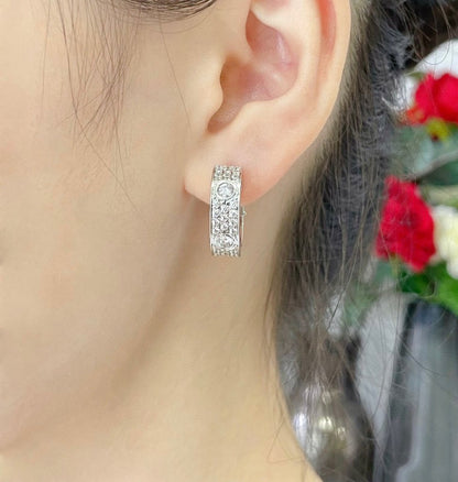[ElanLuxe Jewelry]LOVE 5.5MM DIAMOND PAVED EARRINGS