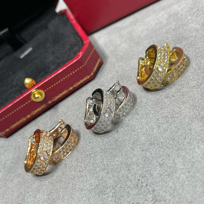 [ElanLuxe Jewelry]LOVE 5.5MM DIAMOND PAVED EARRINGS