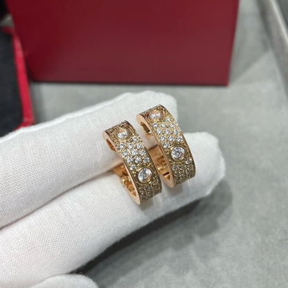 [ElanLuxe Jewelry]LOVE 5.5MM DIAMOND PAVED EARRINGS
