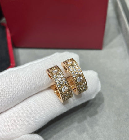[ElanLuxe Jewelry]LOVE 5.5MM DIAMOND PAVED EARRINGS