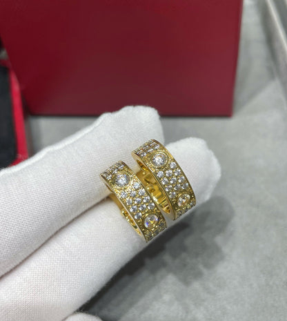 [ElanLuxe Jewelry]LOVE 5.5MM DIAMOND PAVED EARRINGS