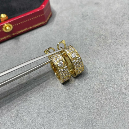 [ElanLuxe Jewelry]LOVE 5.5MM DIAMOND PAVED EARRINGS